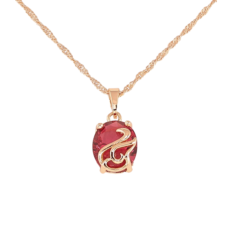 Кулон на цепочке Xuping M&L Цвет 18К Красный кристалл с лебедем длина 45см х 2мм фото №1