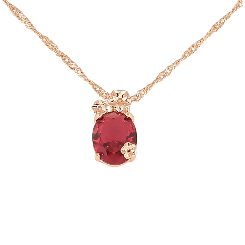 Кулон на цепочке Xuping M&L Цвет 18К Красный кристалл с цветочками длина 45см х 2мм фото №1