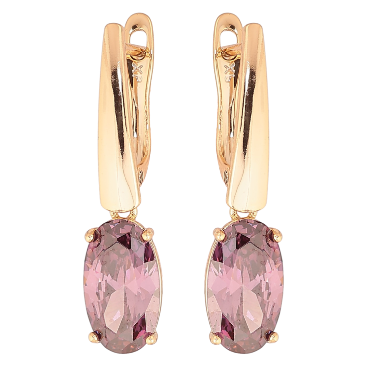 Сережки Xuping Позолота 18K англійський замок «Підвіски з бузковим кристалом» фото №11