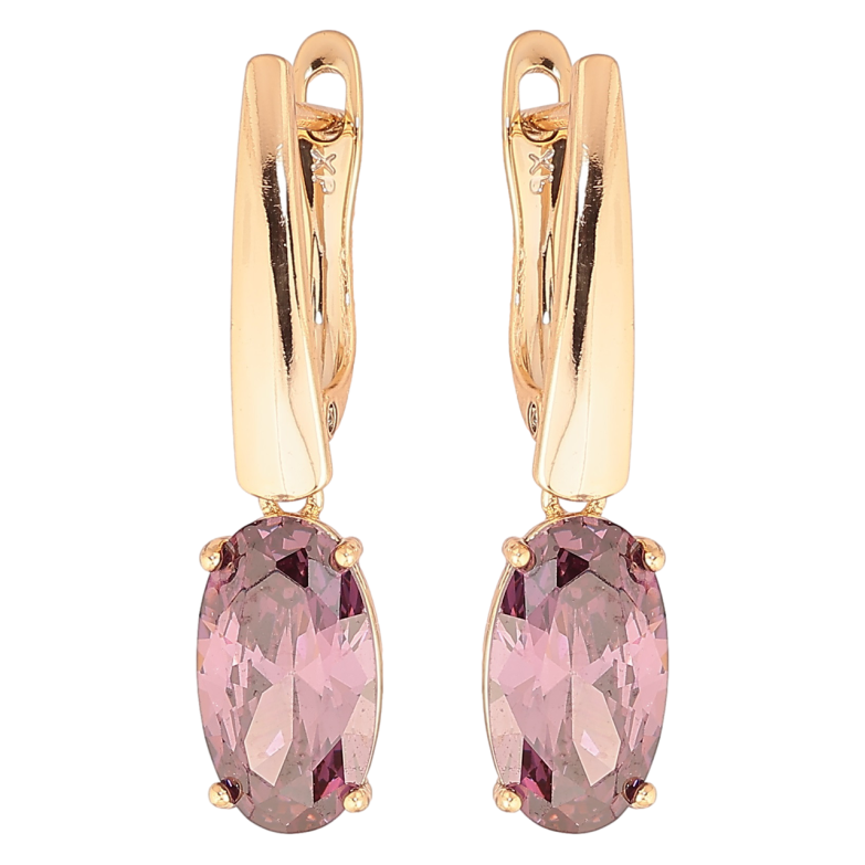 Сережки Xuping Позолота 18K англійський замок «Підвіски з бузковим кристалом» фото №1