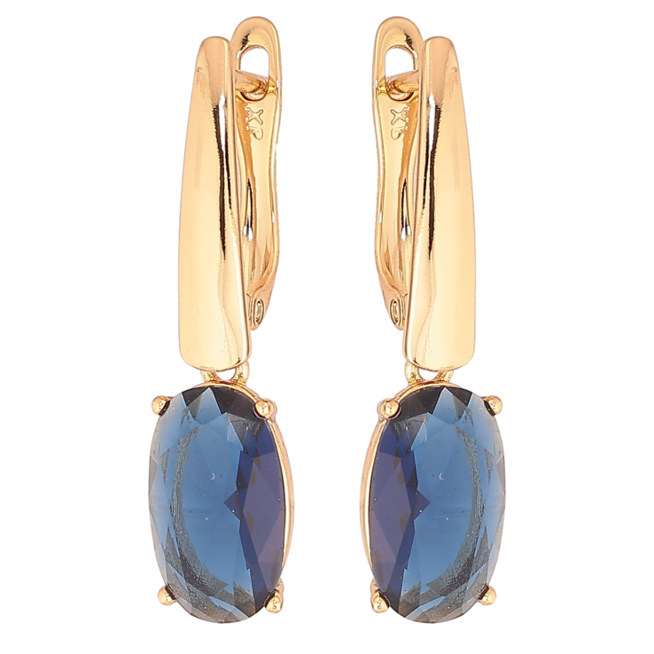 Серьги Xuping Позолота 18K английский замок Подвески с синим кристаллом фото №13