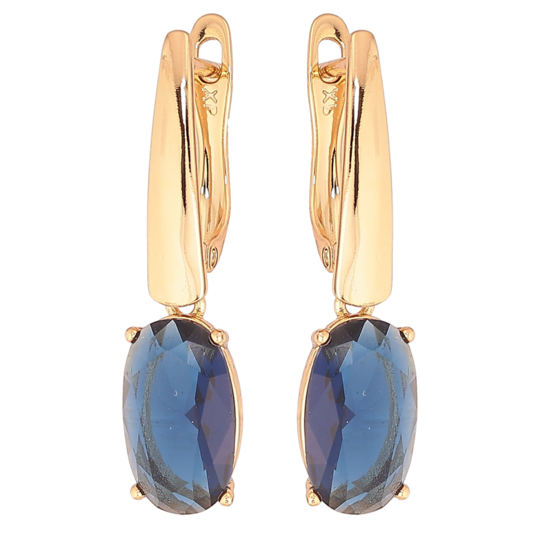 Серьги Xuping Позолота 18K английский замок Подвески с синим кристаллом фото №1