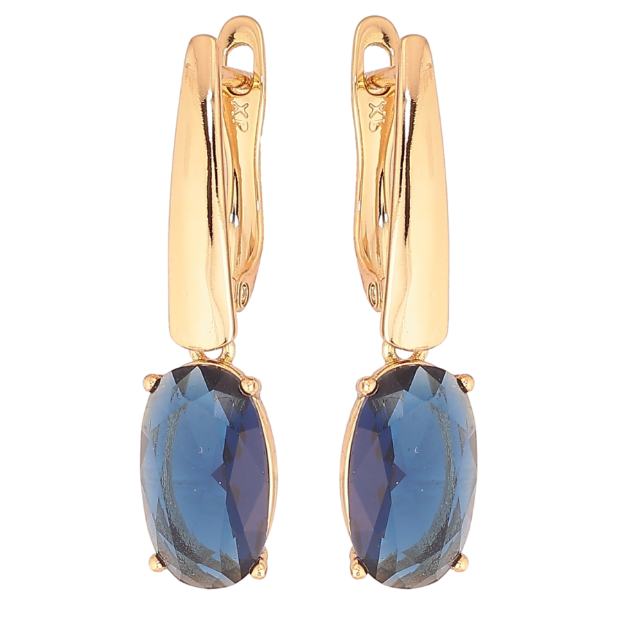 Сережки Xuping Позолота 18K англійський замок «Підвіски з синім кристалом» фото №1