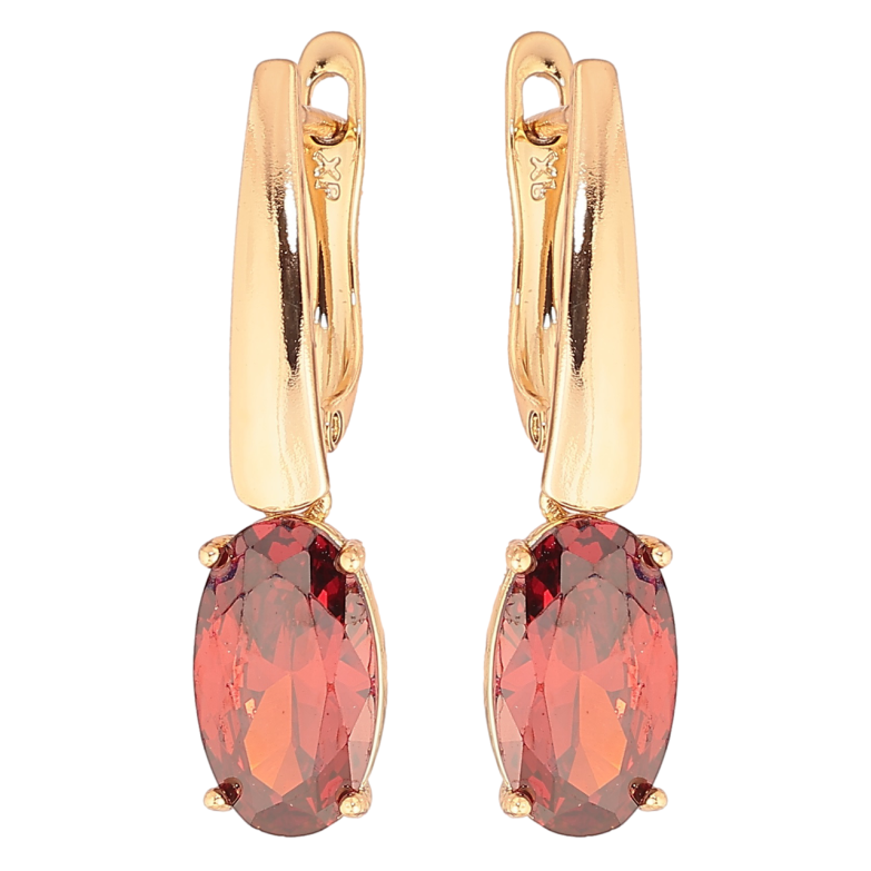 Сережки Xuping Позолота 18K англійський замок «Підвіски з червоним кристалом» фото №1