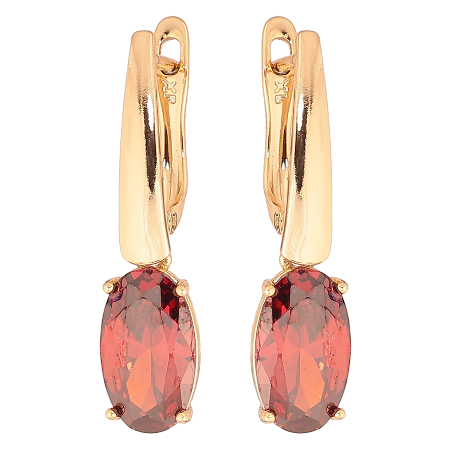 Сережки Xuping Позолота 18K англійський замок «Підвіски з червоним кристалом» фото №1