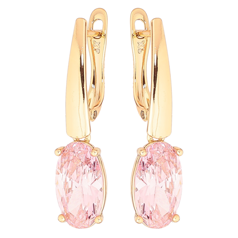 Серьги Xuping Позолота 18K английский замок Подвески с розовым кристаллом фото №3