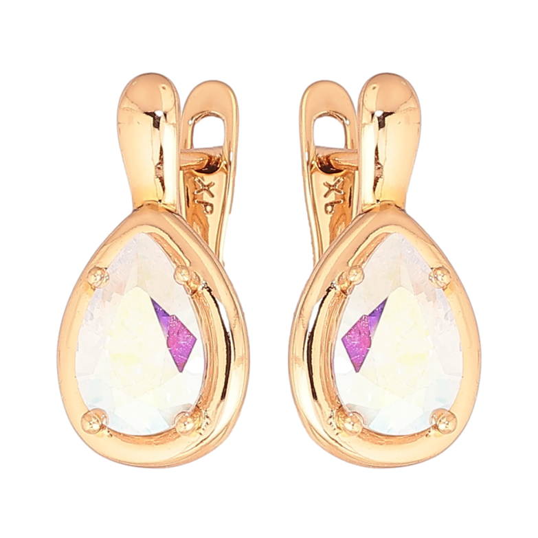 Серьги Xuping Позолота 18K английский замок Радужные кристальные капельки фото №1