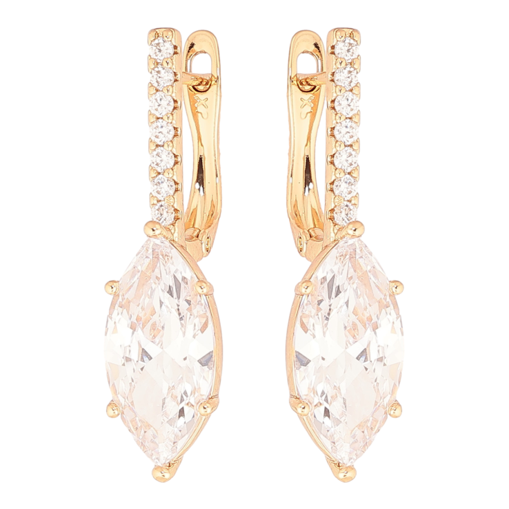 Серьги Xuping Позолота 18K английский замок Кристалл на дорожке кристаллов фото №3