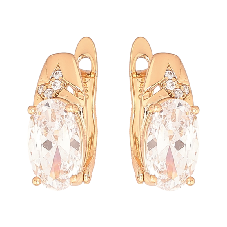 Сережки Xuping Позолота 18K англійський замок «Візерунок з гранованим кристалом» фото №1