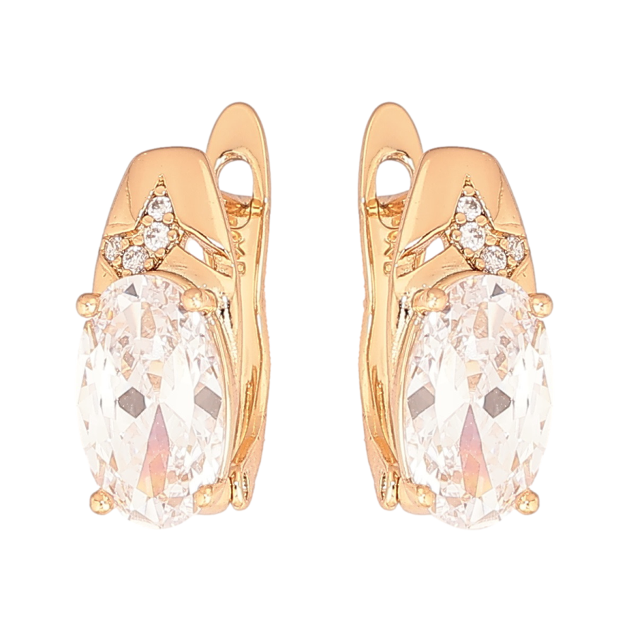 Сережки Xuping Позолота 18K англійський замок «Візерунок з гранованим кристалом» фото №1