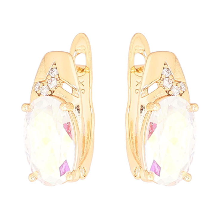 Серьги Xuping Позолота 18K английский замок Узор с радужным кристаллом фото №14