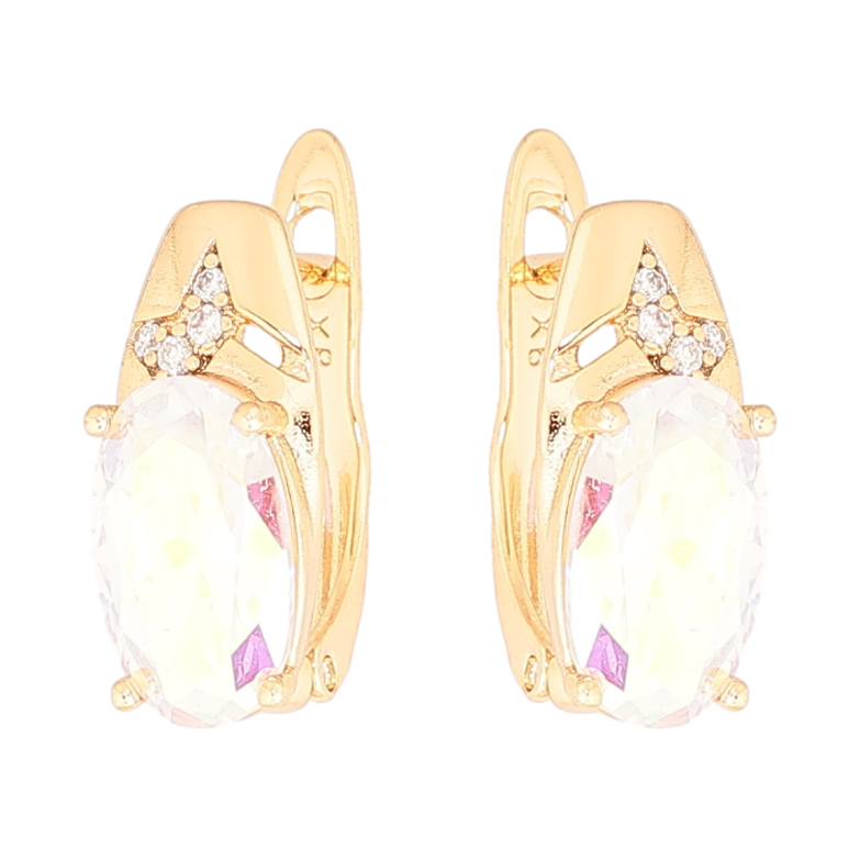 Серьги Xuping Позолота 18K английский замок Узор с радужным кристаллом фото №1
