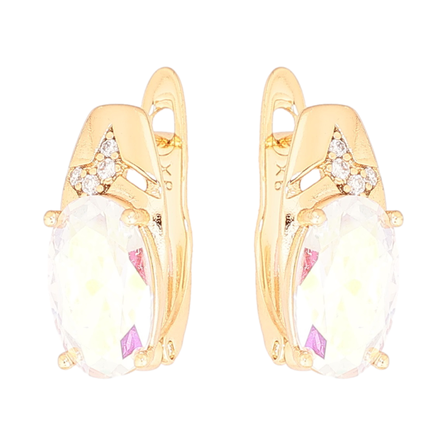Серьги Xuping Позолота 18K английский замок Узор с радужным кристаллом фото №1
