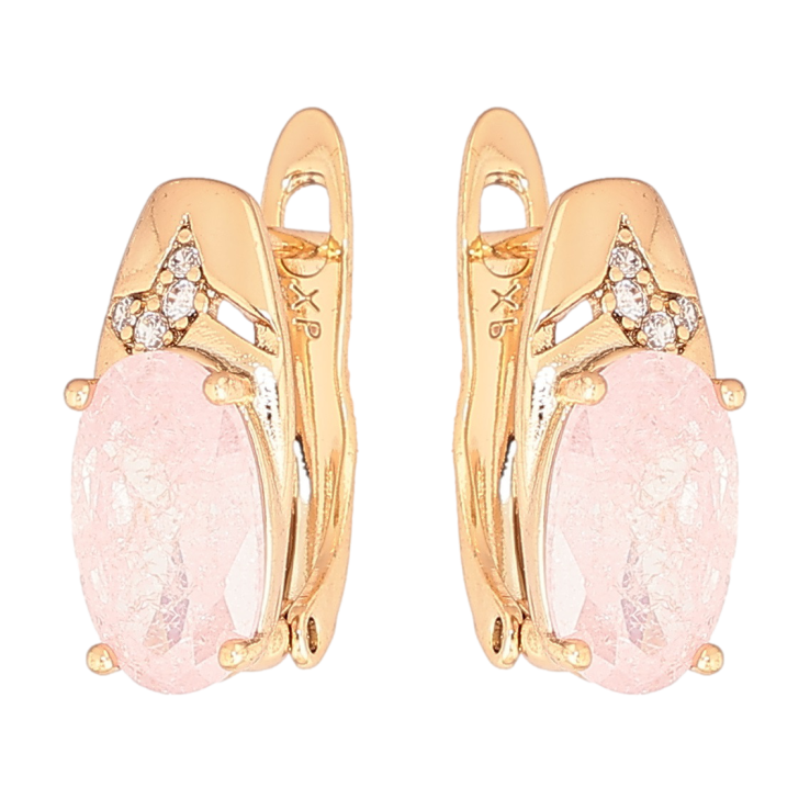 Серьги Xuping Позолота 18K английский замок Узор с розовым кристаллом фото №4