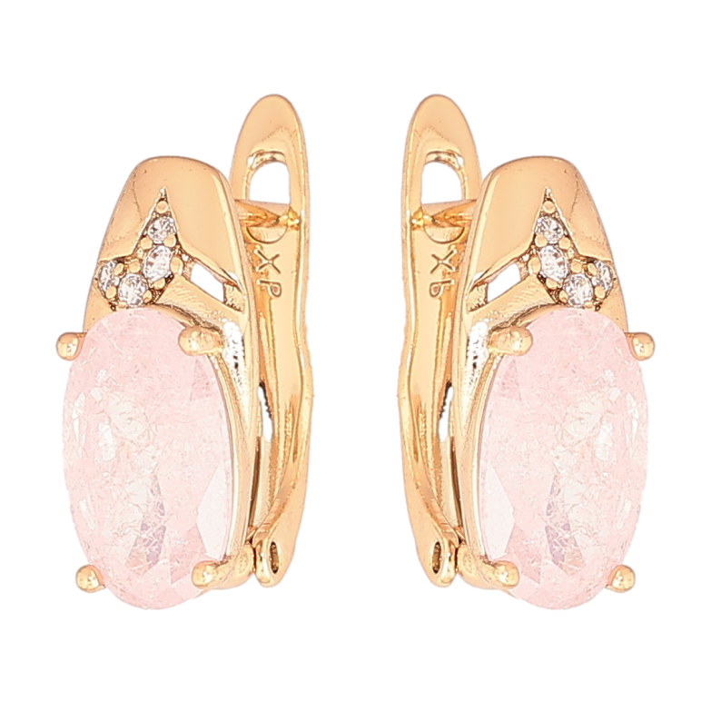 Серьги Xuping Позолота 18K английский замок Узор с розовым кристаллом фото №2
