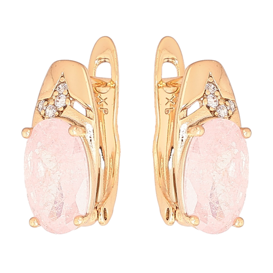 Серьги Xuping Позолота 18K английский замок Узор с розовым кристаллом фото №1