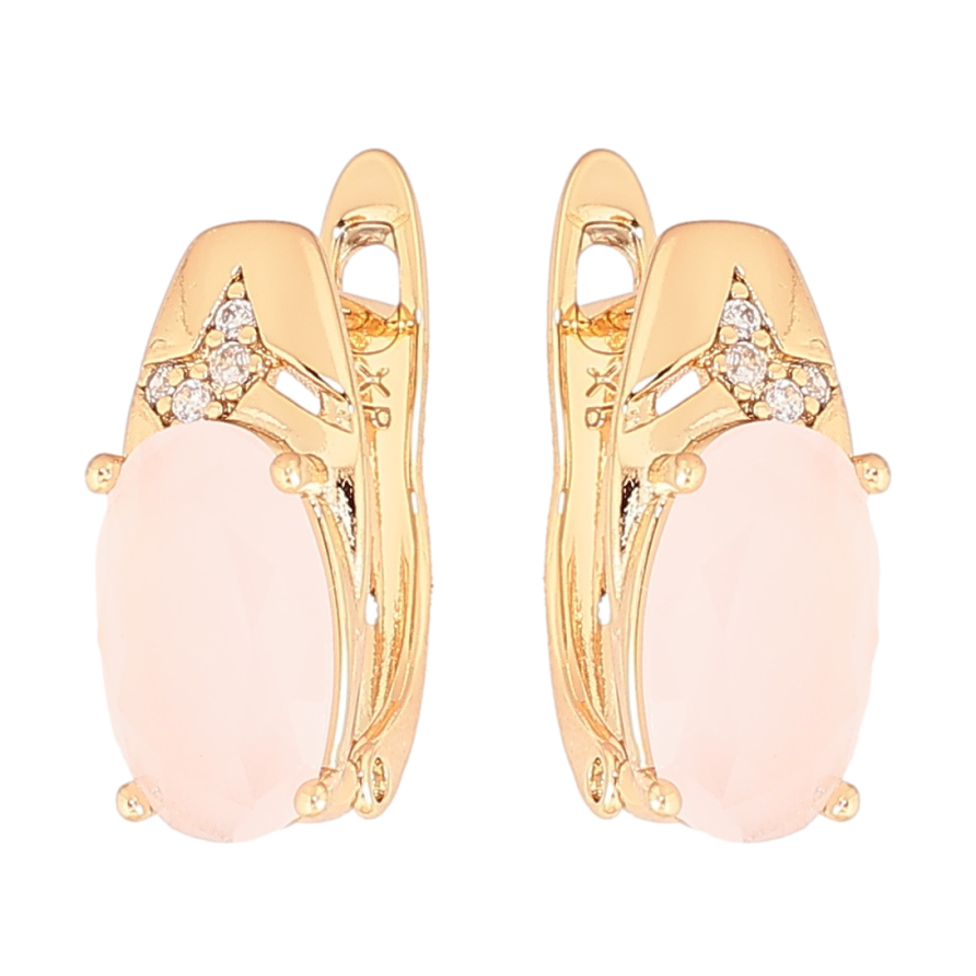 Серьги Xuping Позолота 18K английский замок Узор с розовым кристаллом фото №1