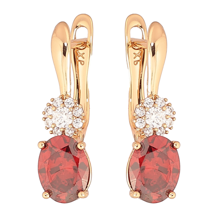 Серьги Xuping Позолота 18K английский замок Красный кристалл с кристальным цветочком фото №24