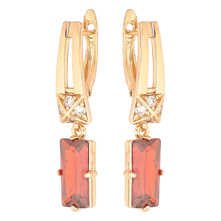 Серьги Xuping Позолота 18K английский замок Подвески с красными кристаллами фото №15