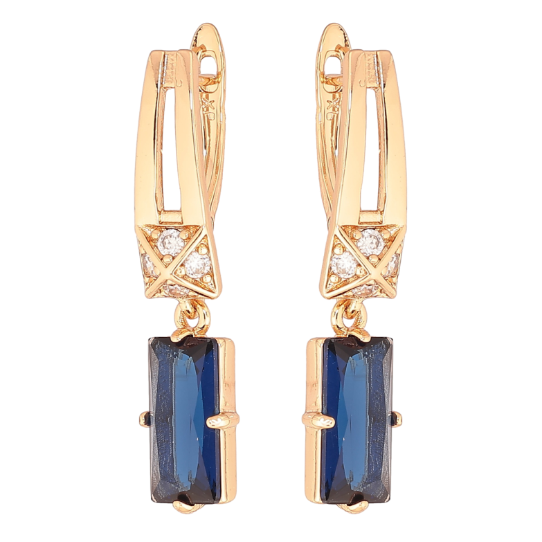 Сережки Xuping Позолота 18K англійський замок «Підвіски з синіми кристалами» фото №10