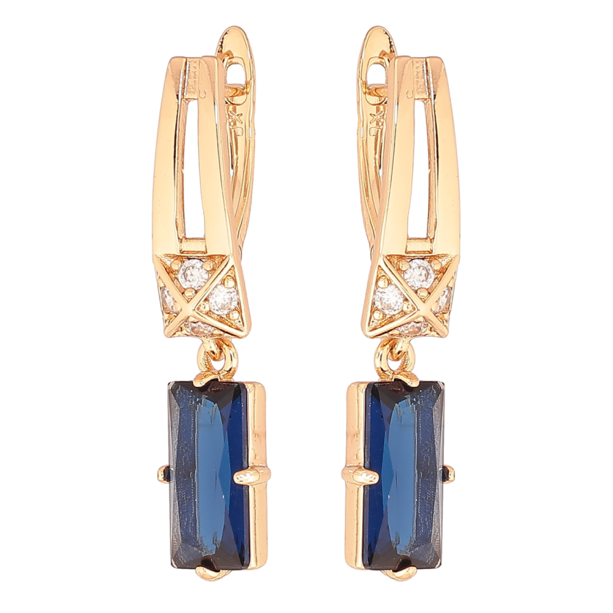 Сережки Xuping Позолота 18K англійський замок «Підвіски з синіми кристалами» фото №1