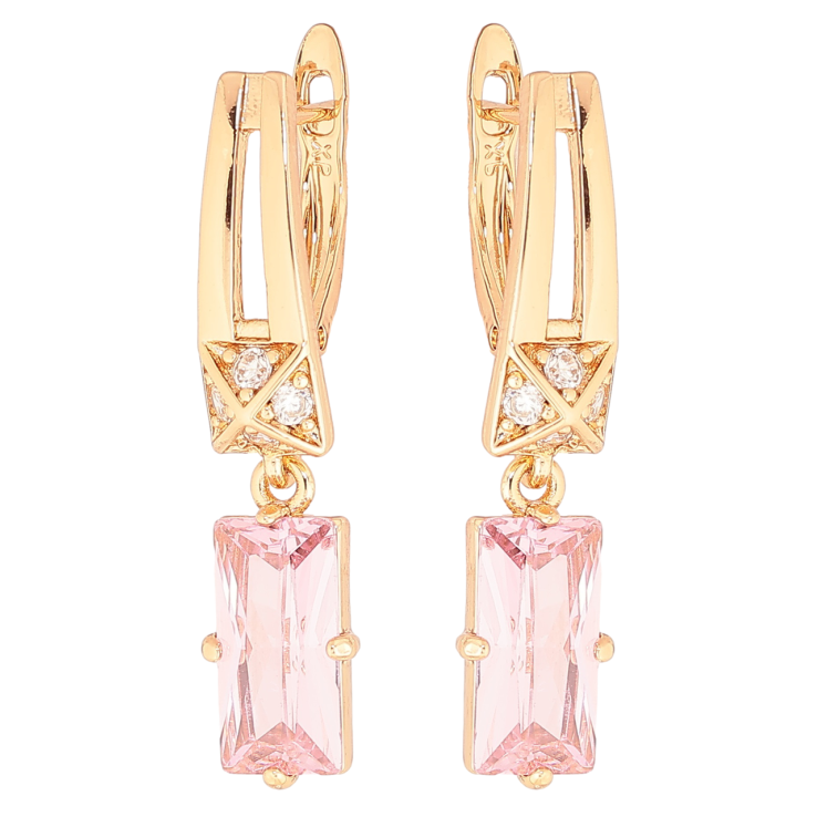 Серьги Xuping Позолота 18K английский замок Подвески с розовыми кристаллами фото №14