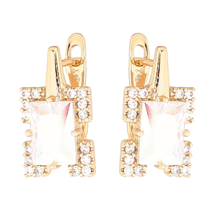 Серьги Xuping Позолота 18K английский замок Узор с радужными кристаллами фото №14