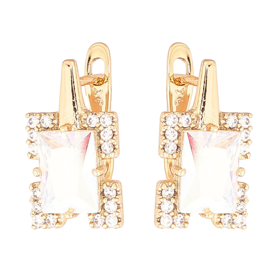 Серьги Xuping Позолота 18K английский замок Узор с радужными кристаллами фото №1