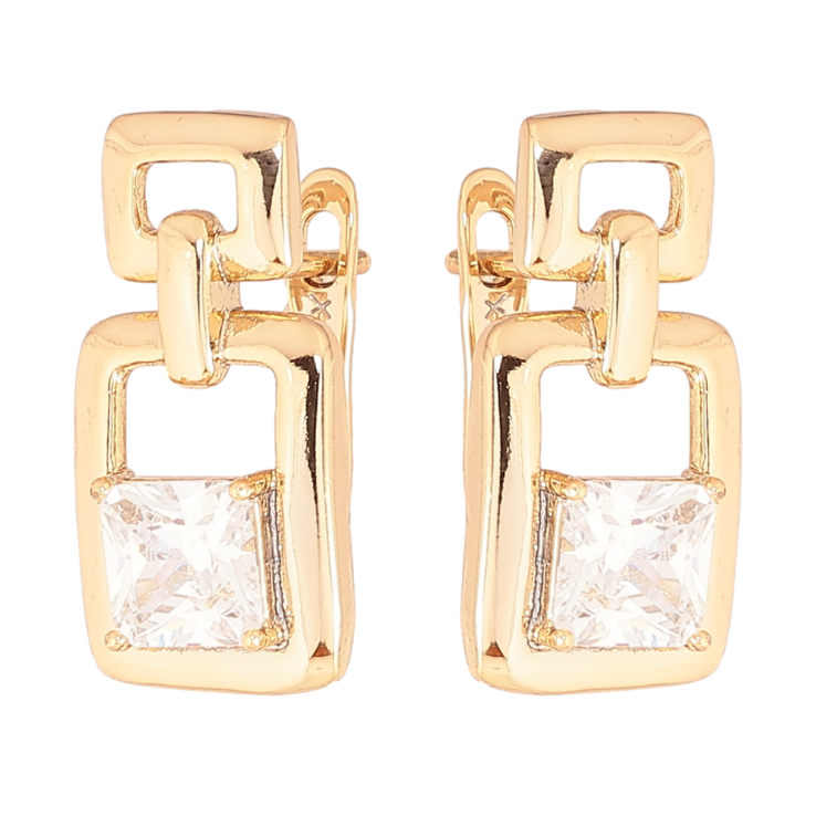 Сережки Xuping Позолота 18K англійський замок «Візерунок з кристалами» фото №8