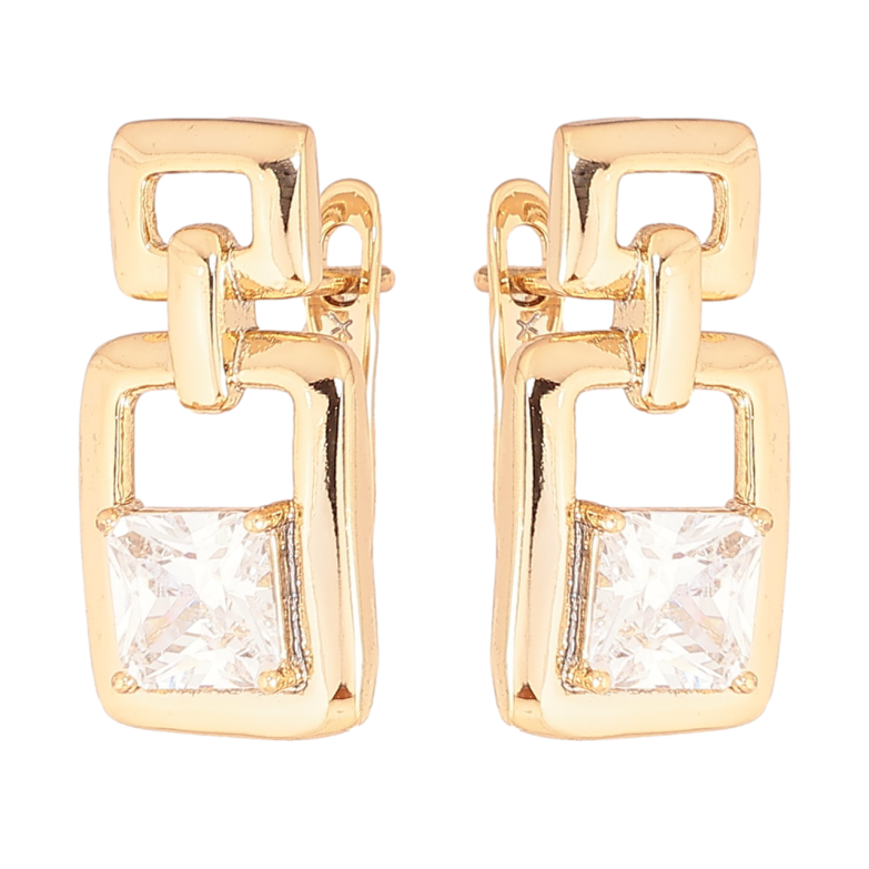 Сережки Xuping Позолота 18K англійський замок «Візерунок з кристалами» фото №1