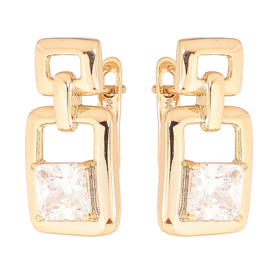 Сережки Xuping Позолота 18K англійський замок «Візерунок з кристалами» фото №1