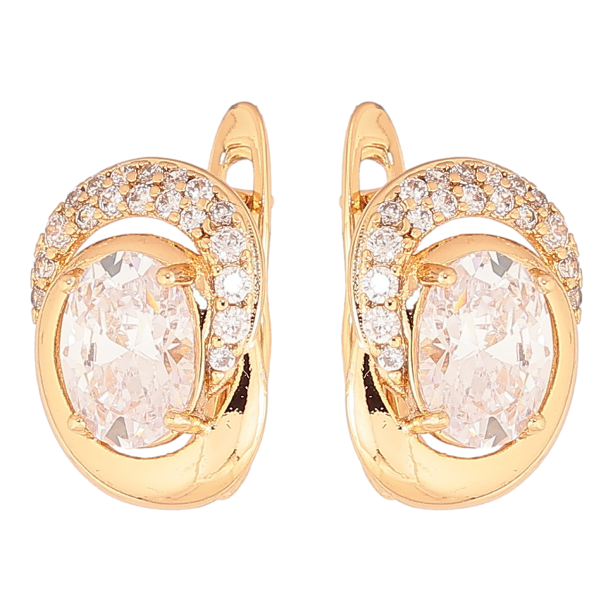 Серьги Xuping Позолота 18K английский замок Узор с кристаллами фото №1