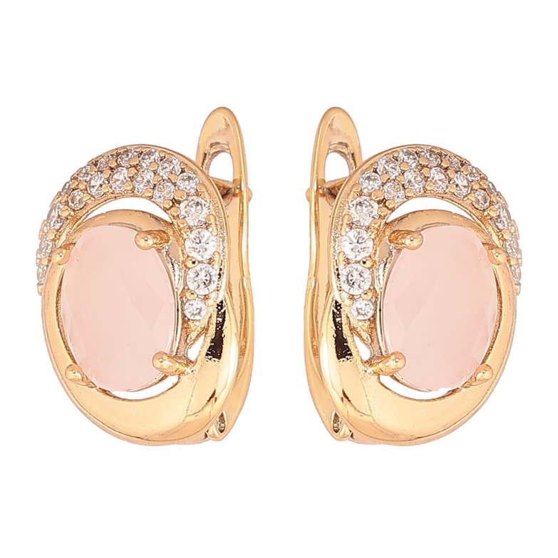 Серьги Xuping Позолота 18K английский замок Узор с розовыми кристаллами фото №1