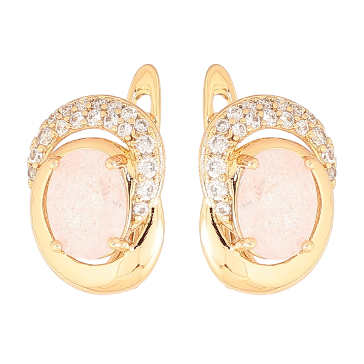 Серьги Xuping Позолота 18K английский замок Узор с розовыми кристаллами фото №11