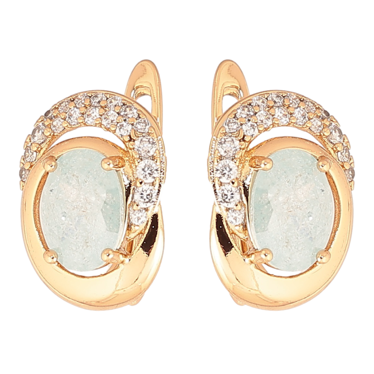 Серьги Xuping Позолота 18K английский замок Узор с голубыми кристаллами фото №8