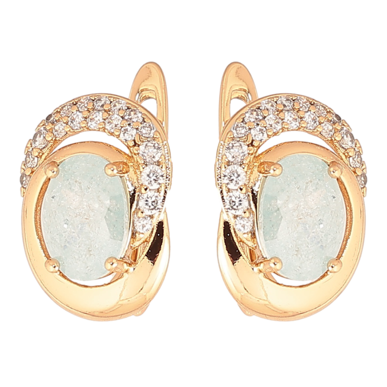 Сережки Xuping Позолота 18K англійський замок «Візерунок з блакитними кристалами» фото №4