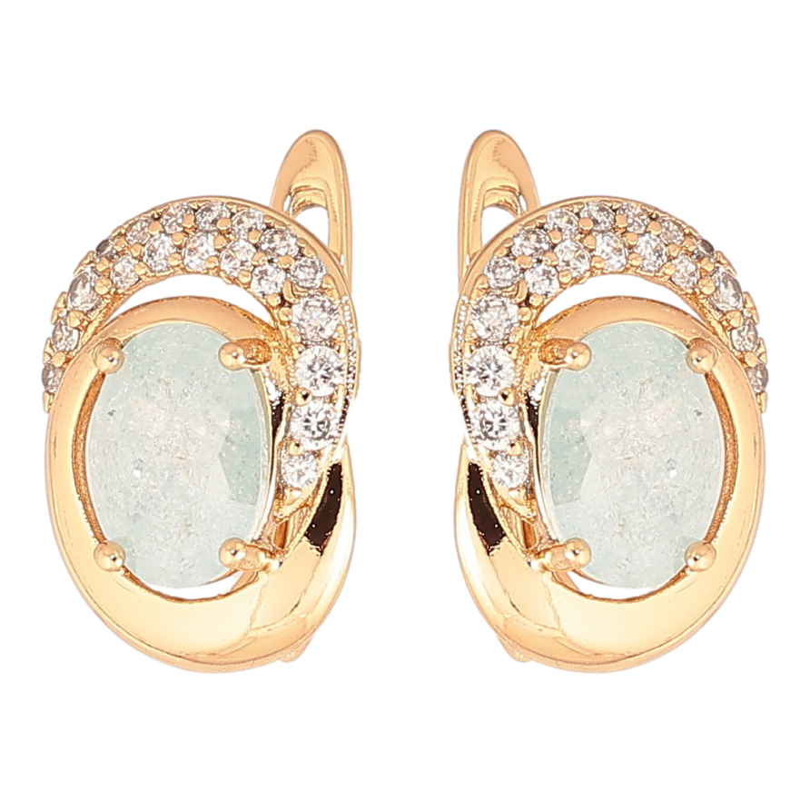 Серьги Xuping Позолота 18K английский замок Узор с голубыми кристаллами фото №1