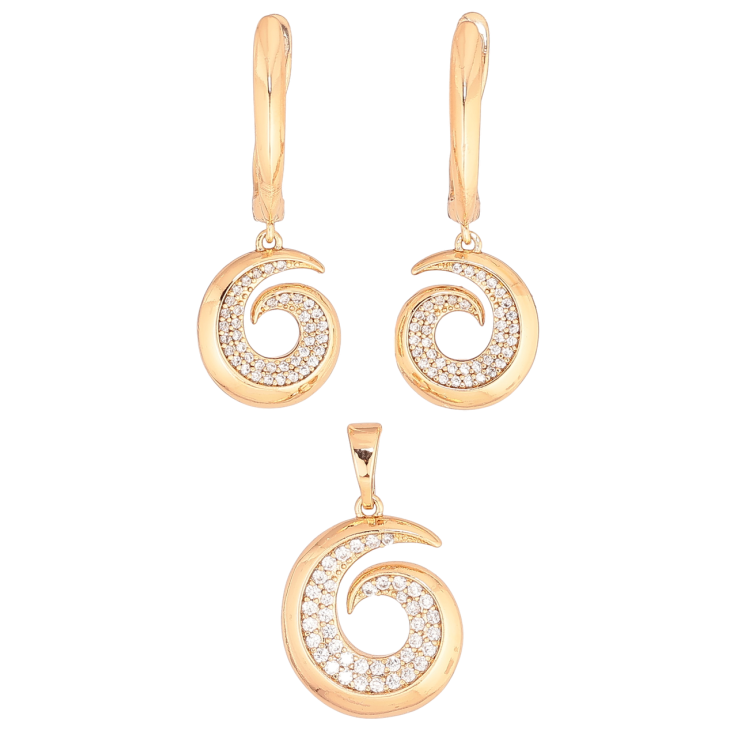 Набір Xuping Позолота 18K Сережки Кулон «Спіральні підвіски з кристалами» фото №22