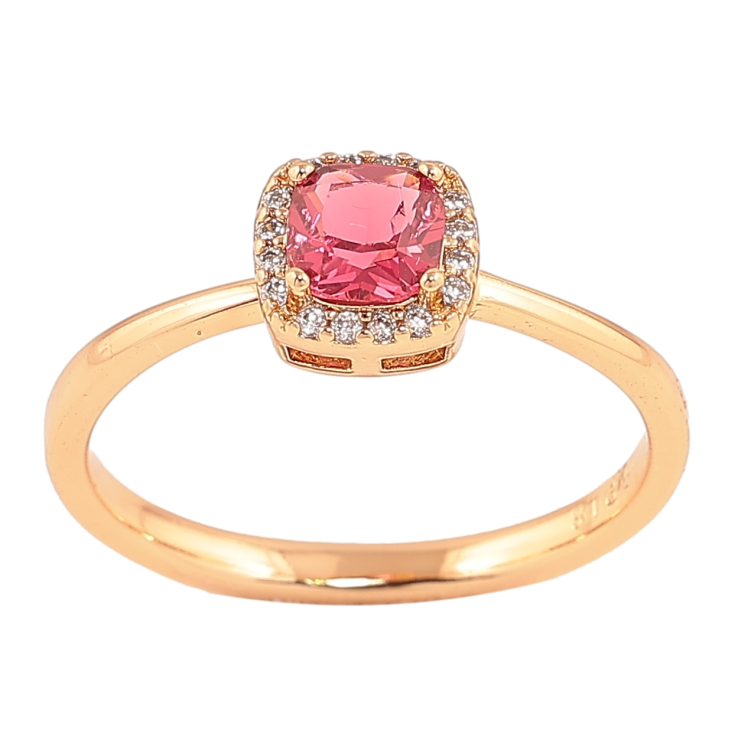 Каблучка Xuping Позолота 18K «Малиновий кристал в обрамленні дрібних кристаликів» фото №3