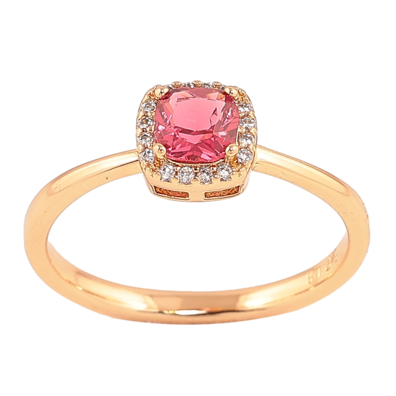 Кольцо Xuping Позолота 18K Малиновый кристалл в обрамлении мелких кристалликов фото №1
