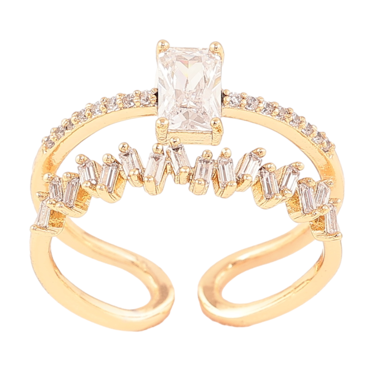 Каблучка Xuping Позолота 18K «Доріжки кристалів» фото №2