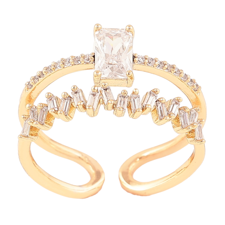 Каблучка Xuping Позолота 18K «Доріжки кристалів» фото №1