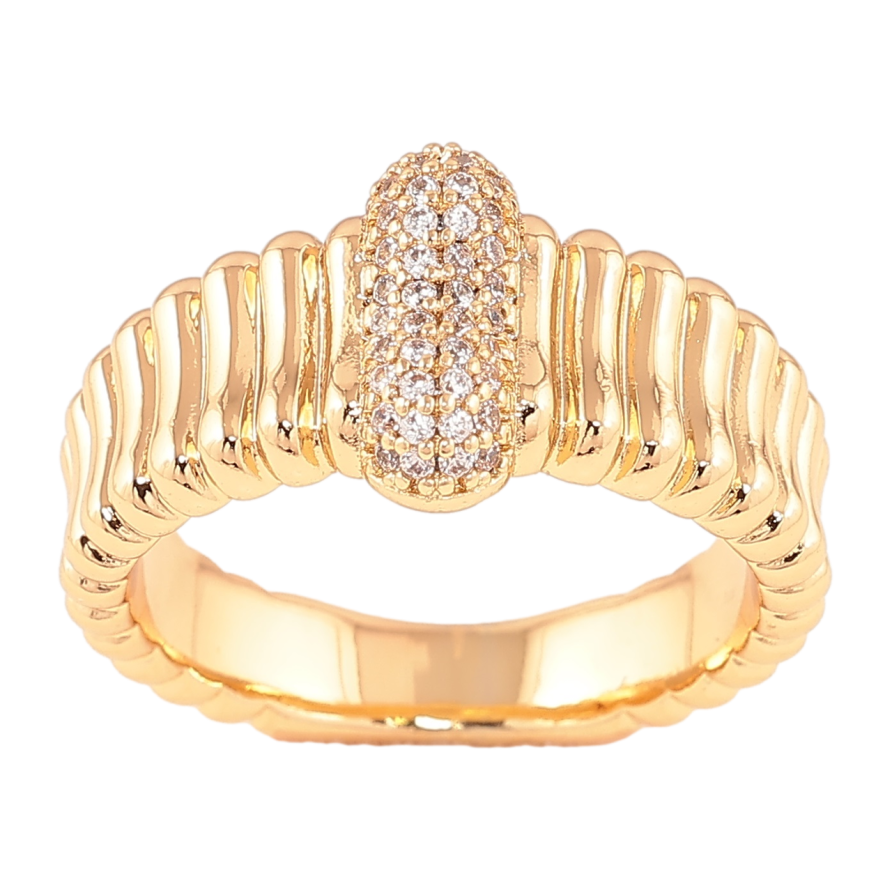 Каблучка Xuping Позолота 18K «Візерунок з кристалами» фото №1