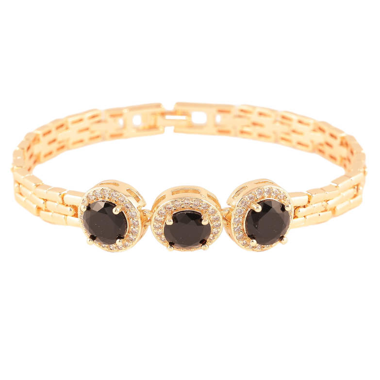 Браслет Xuping M&L Цвет 18K Узор с черными кристаллами» длинна 19см х 7мм фото №1