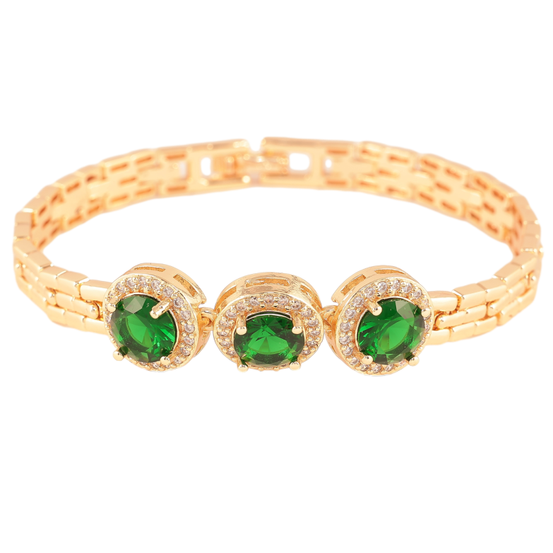 Браслет Xuping M&L Колір 18K «Візерунок з зеленими кристалами» довжина 19см х 7мм фото №15