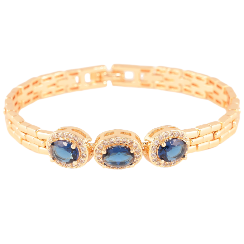 Браслет Xuping M&L Колір 18K «Візерунок із синіми кристалами» довжина 19см х 7мм фото №1