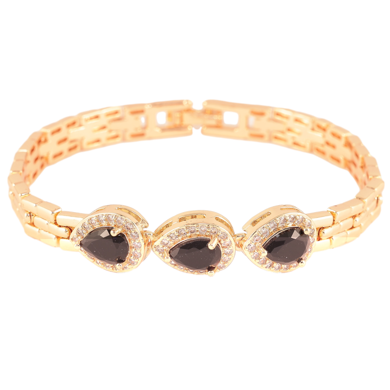 Браслет Xuping M&L Колір 18K «Візерунок з чорними кристалами» довжина 18см х 7мм фото №1