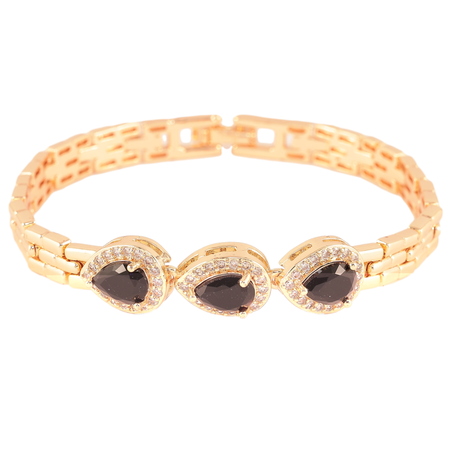 Браслет Xuping M&L Колір 18K «Візерунок з чорними кристалами» довжина 18см х 7мм фото №1