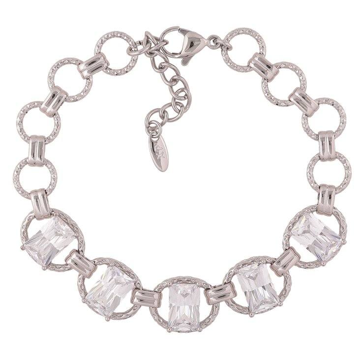Браслет Xuping Родій «Овальні ланки з кристалами» розмір з доп. ланцюжком 17-20см х 3-11мм фото №3