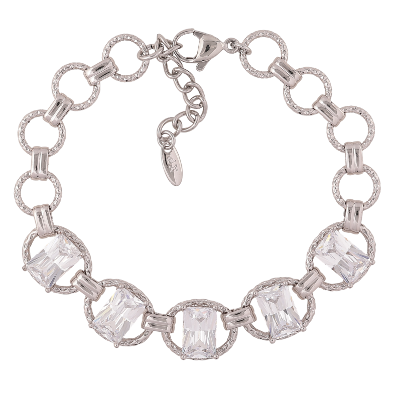 Браслет Xuping Родий Овальные звенья с кристаллами размер с доп. цепочкой 17-20см х 3-11мм фото №1